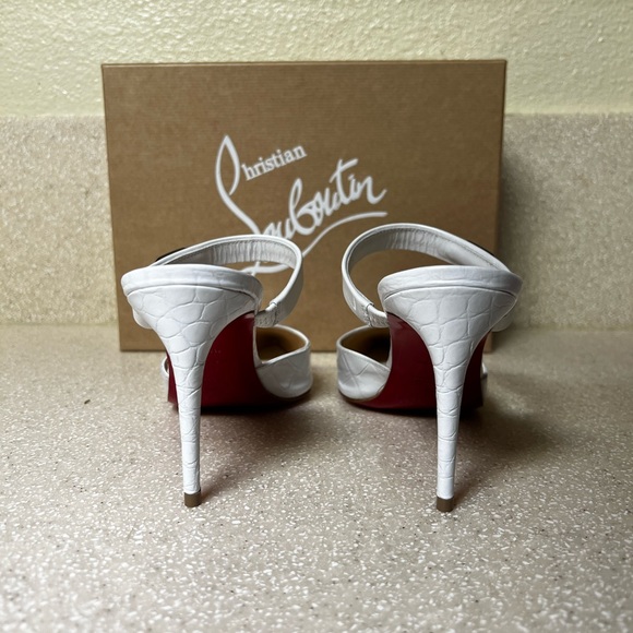 Christian Louboutin Choc Lock 85 Leather Pump White 38.5 / 8.5 - Picture 7 of 8